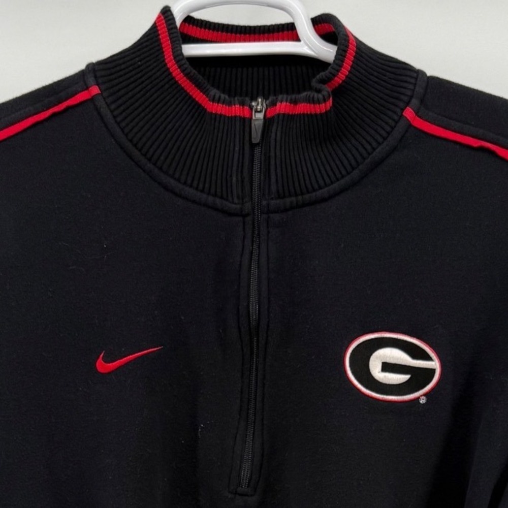 Nike Georgia Bulldogs Mens Medium Black Red Quarter Zip Pullover Sweatshirt